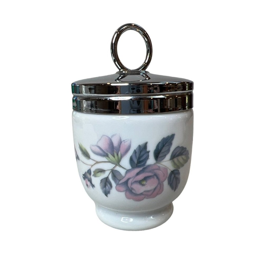 Royal Worcester June Garland Standard Egg Coddler Pink Rose Porcelain Vintage